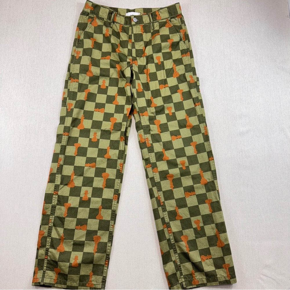 Urban Outfitters BDG Women's Green Checkered Chess Board Carpenter Pants Sz 26